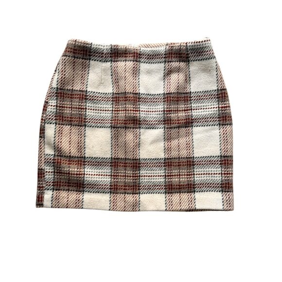 H&M Neutral Plaid Mini Skirt - Picture 1 of 6